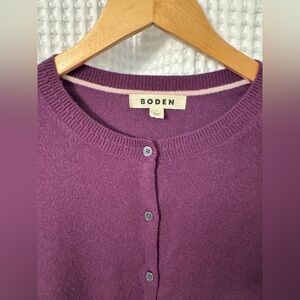 BODEN Eva Cashmere Cropped Cardigan, Damson Purple in a Large (barely worn)